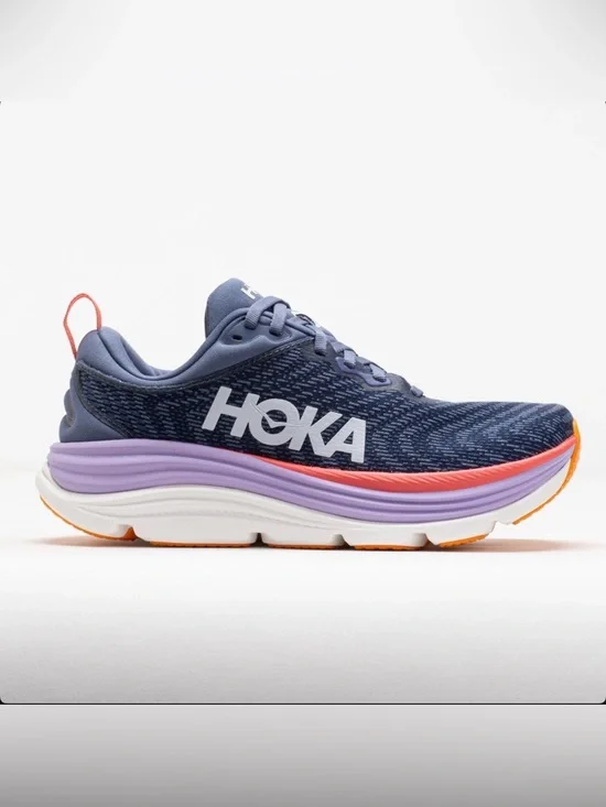 HOKA Women's Gaviota 5 Road Running Shoes in Anchor/Grapefruit, Size 8.5D - Picture 1 of 7